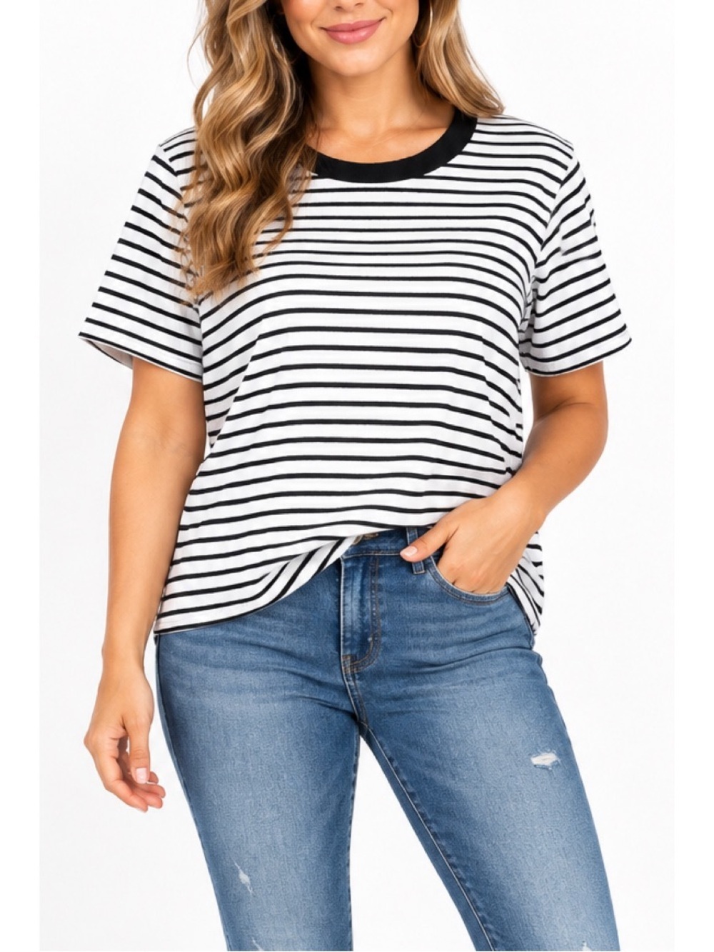 Mess Bebe Black & White Striped Short Sleeve Tee size XXL